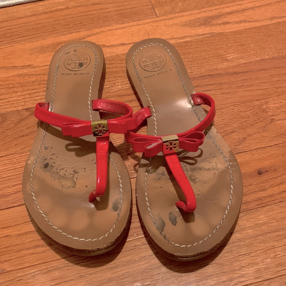 Tory Burch red patent leather sandal